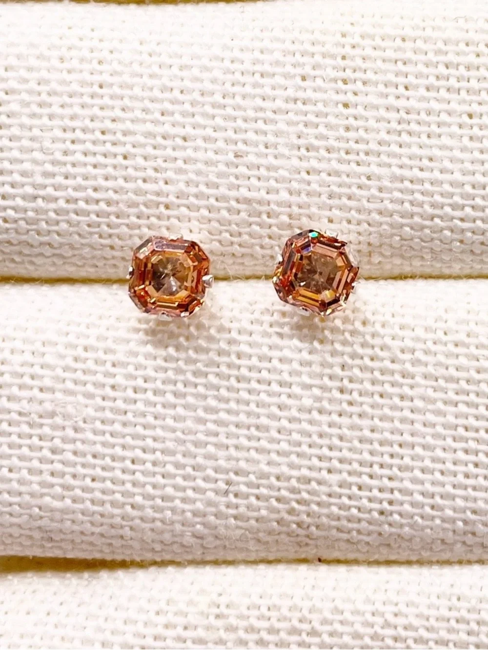 Peach Tourmaline 925 Sterling Silver stud earrings